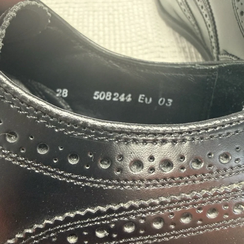 Florsheim Wingtip Oxford Black Leather Dress Shoes Mens Size 9.5 3E (Extra Wide)
